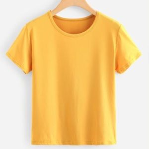 solid Round Neck Basic Tee